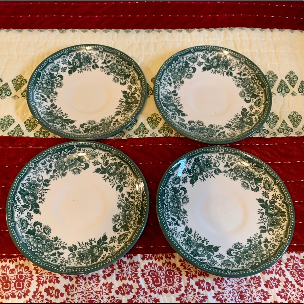 Vintage Claytan Tableware Green Floral Saucers